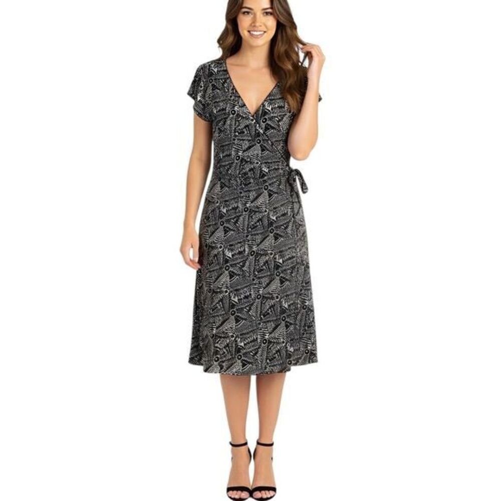 Max Studio Womens Dress Sz Small–Medium Faux Wrap Retro Y2k 90s 2000s Cocktail